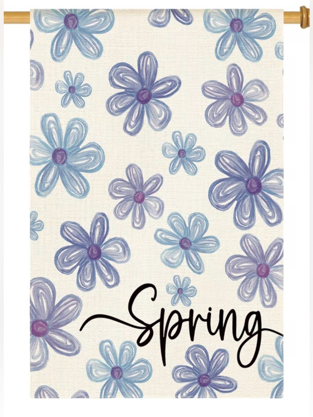 Spring Floral Decorative Garden Flag - Blue & Purple Flowers NIP